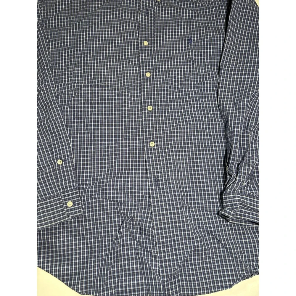 Polo Ralph Lauren Blake Shirt Mens Large Blue Plaid Button Up Cotton‎
